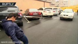 Enormous powers 16 year old girl tows 2 ton car with her hair in Armenia