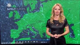 Mirka Almásy Slovakia Weather Presenter Leather dress 14 May 2016