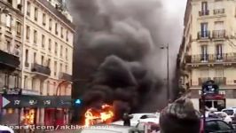آتش سوزی مهیب اتوبوس در اثر انفجار مخزن سوخت در پاریس