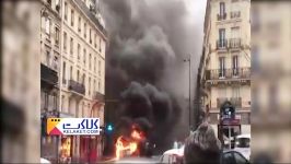 آتش گرفتن اتوبوس در اثر انفجار مخزن سوخت در پاریس