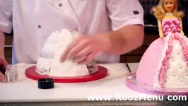 آموزش تزئین کیک در روزمنو  تزئین کیک عروسکی شماره 2