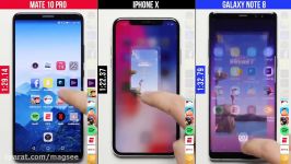 بررسی سرعت Huawei Mate 10 Pro vs. iPhone X vs. Note 8