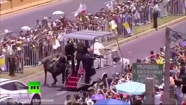 Popemobile grinds to a halt as Pontiff aids fallen police woman