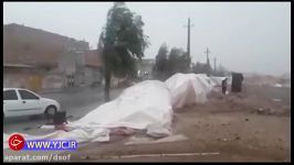 برچیده شدن چادر زلزله زدگان قصرشیرین باد باران