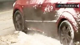 بارش سنگین برف در مسکو گرفتار شدن خودروها
