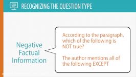 Inside the TOEFL® Test Reading Questions  Factual and Negative Factual Information