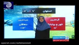 گزارش وضعیت جوی استان اصفهان 11 بهمن ماه 96