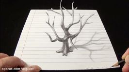 نقاشی طرح سه بعدی درخت خشکیده