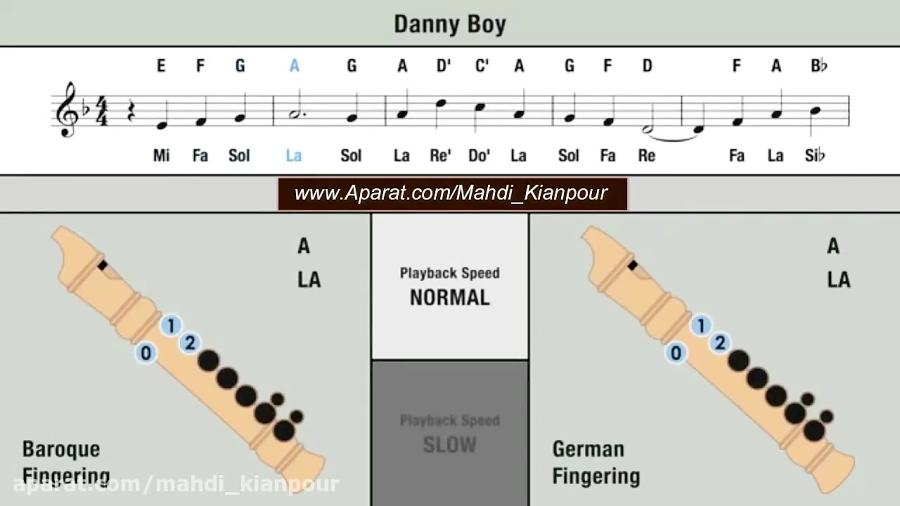 دنی پسر Danny Boy آموزش فلوت ریکوردر