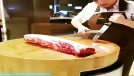 آموزش نصف کردن گوشت به طور سامورایی