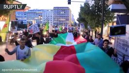 Pro Kurdish protesters rally outside Turkish Embassy in Athens