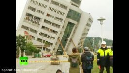 RAW Building tilts after deadly 6.2 earthquake in Taiwan