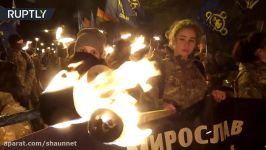 Ukrainian nationalists march in torchlight procession through Odessa