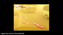 تصادف زنجیره ای جاده رامشیر به علت گرد خاک خوزستان