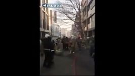 تخلیه اضطراری اطراف ساختمان آتش گرفته وزارت نیرو