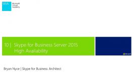 03  01 Skype for Business Server 2015 High Availability  Integration