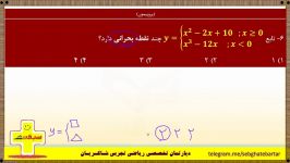 تدریس نقاط بحرانی توابع دو ضابطه ای حل تست  شاکریان