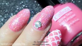 Pink mermaid Fish scale nail art  Nails By Matin  طراحی ناخن پری دریایی فلس ماهی صورتی