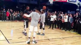 Russell Westbrook Kevin Durant Kyrie are all Smiles at 2018 NBA All Star Game Warm up