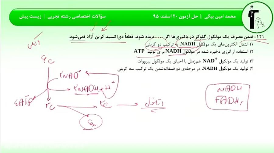 حل آزمون 20 اسفند 95 قلمچی  سؤال 121 تا 125 رشته تجربی