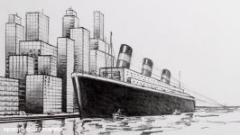 How to Draw using One Point Perspective A City and Ocean Liner