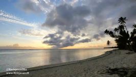 فوتیج فیلم غروب خورشید در ساحل دریا برای پشت زمینه فیلم