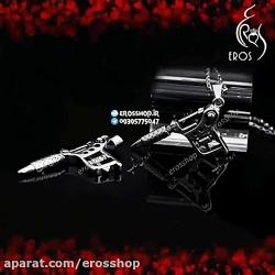 گردنبند آویز طرح گان تتو تفنگ تاتو erosshop.ir