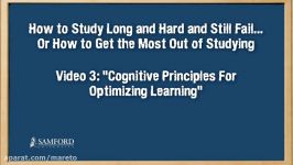 How to Get the Most Out of Studying Part 3 of 5 Cognitive Principles for Optimizing Learning