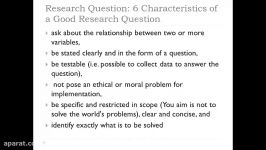 Developing a Quantitative Research Plan Research Questions
