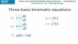 Dynamics Lecture 05 Particle kinematics Rectilinear erratic motion