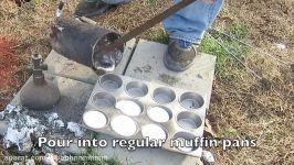 MELTING CANS TURNS INTO MOLTEN ALUMINUM HOW TO MAKE INGOTS METAL MUFFINS FOR LOST FOAM CASTING