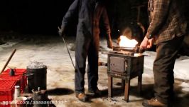 Melting Aluminum in wood fired smelter