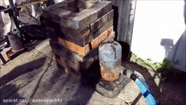 Melting Aluminium with brick furnace oil fired.