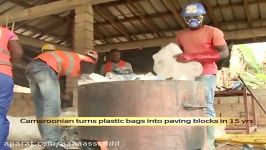 He uses plastic bags to produce paving blocks